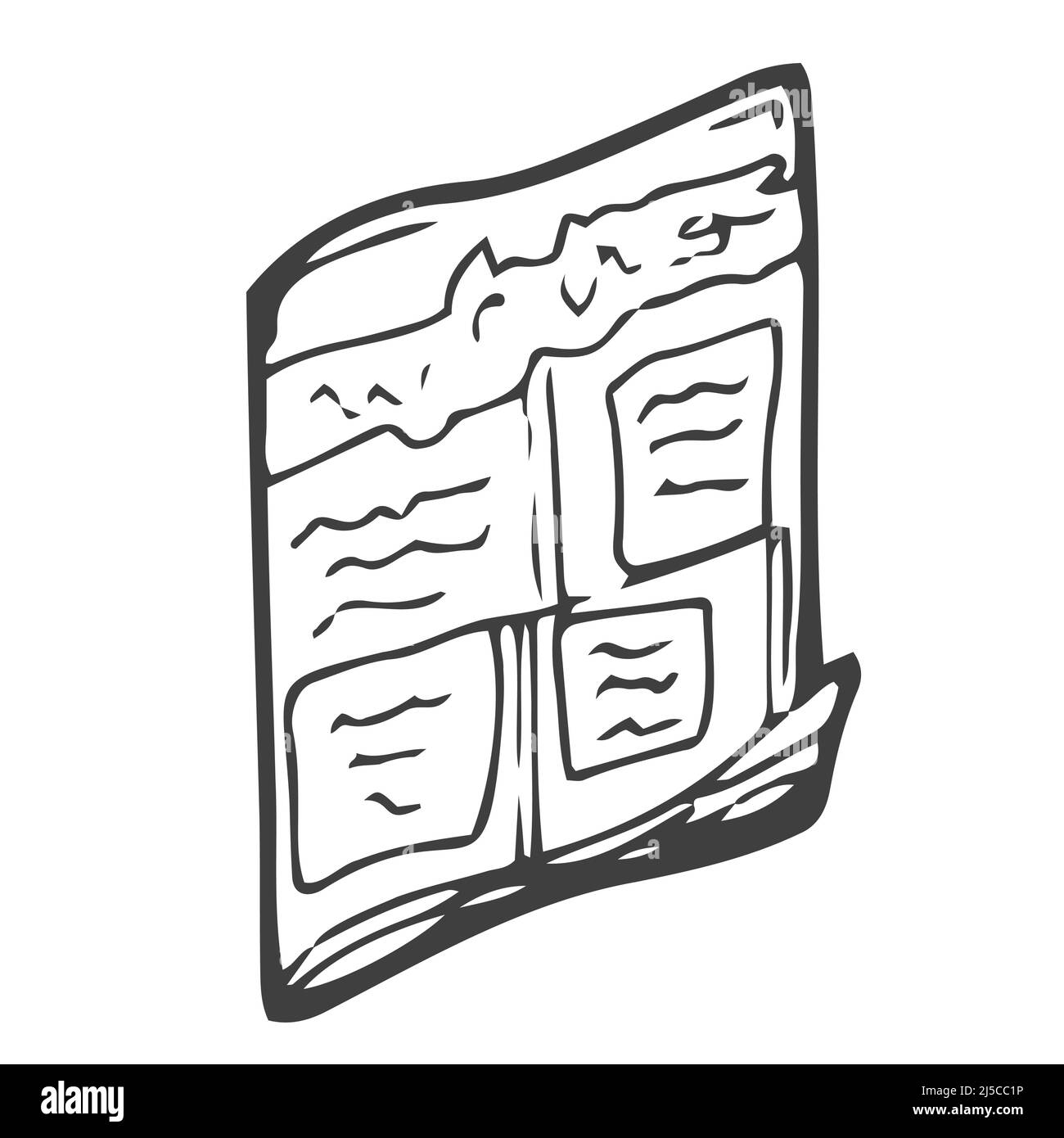 Magazine, lecture. Illustration vectorielle sur un arrière-plan blanc isolé. Dessin d'une caniche dessinée à la main et contourée. Illustration de Vecteur