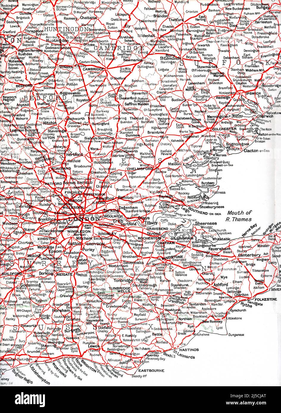 Détail intérieur de Londres et de ses environs, d'une série originale des années 1940 Geographia Cyclists' Map South East England, . Question n° 1. Publié par Geographia Ltd. 167 Fleet Street, Londres, EC4. Banque D'Images