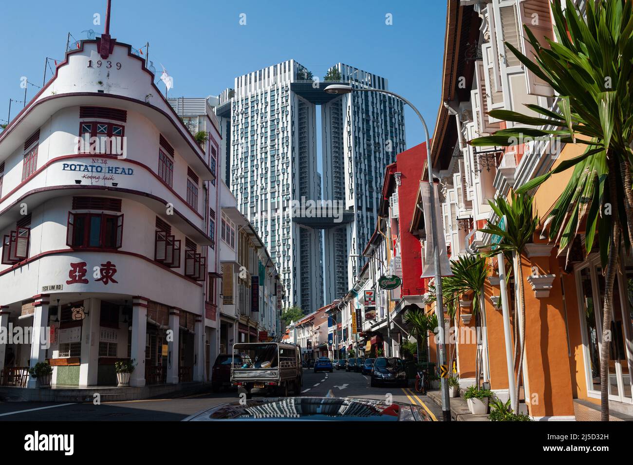 04.04.2018, Singapour, République de Singapour, Asie - paysage urbain ...