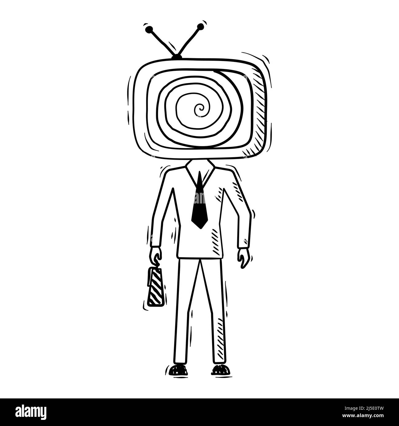 Illustration vectorielle de l'homme dans l'actualité en style doodle. Illustration de Vecteur