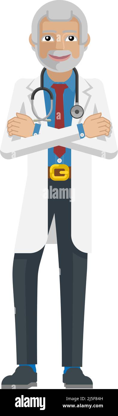 Médecin mature Cartoon Mascot Illustration de Vecteur