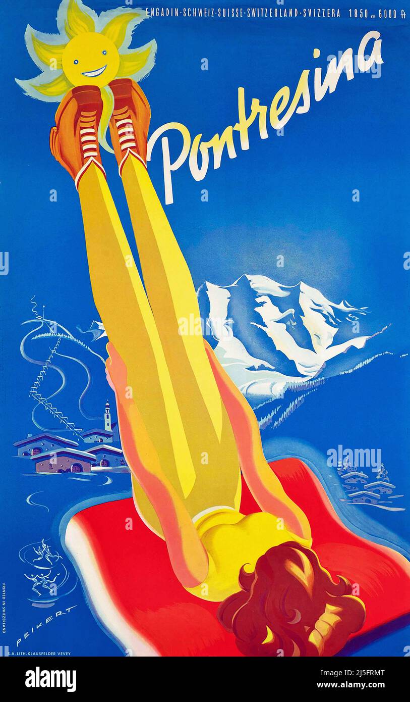Beau Dessin Gouache Ski Montagne Projet Publicité 1950 MEGEVE Neige