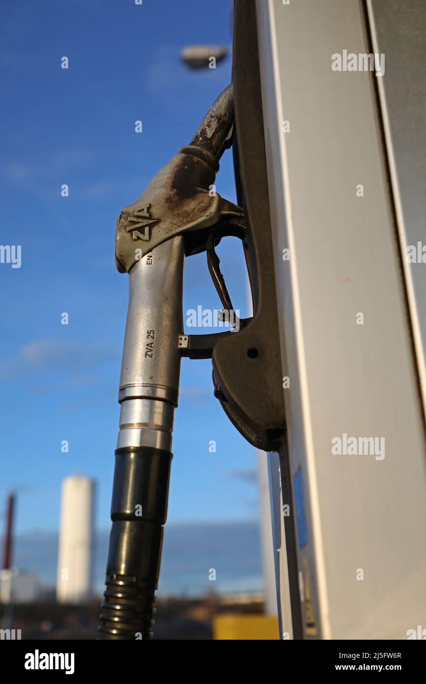 Shell Truck diesel à une station-service. Banque D'Images