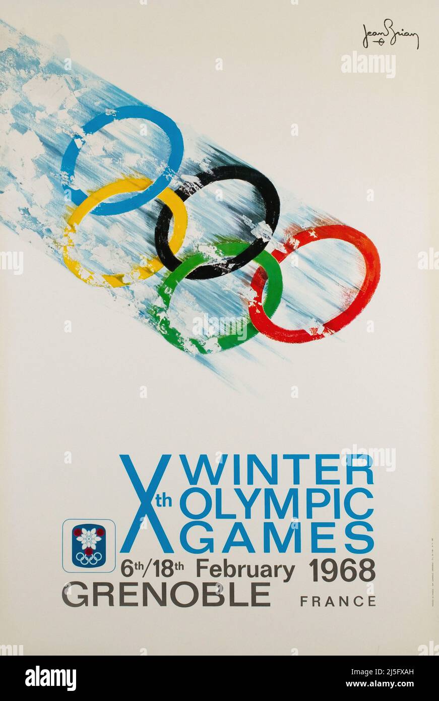 Affiche des Jeux Olympiques d'hiver Vintage1968 - Grenoble, Xe Jeux Olympiques d'hiver, Grenoble 1968 par Jean BRIAN Banque D'Images