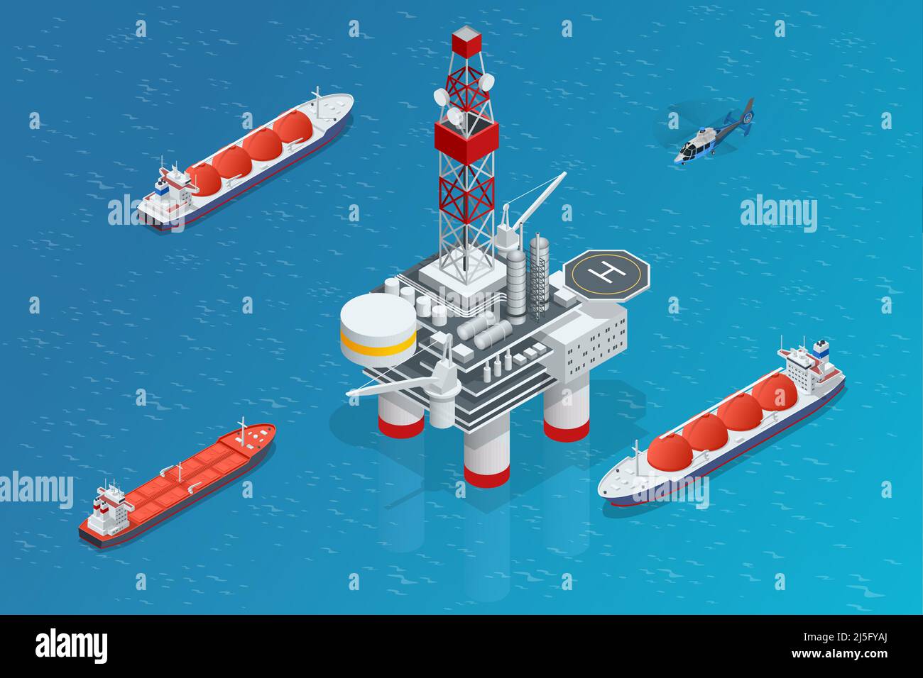 Chargement de citerne isométrique gaz naturel liquéfié au terminal commercial. Transport, livraison, transport de gaz naturel Illustration de Vecteur