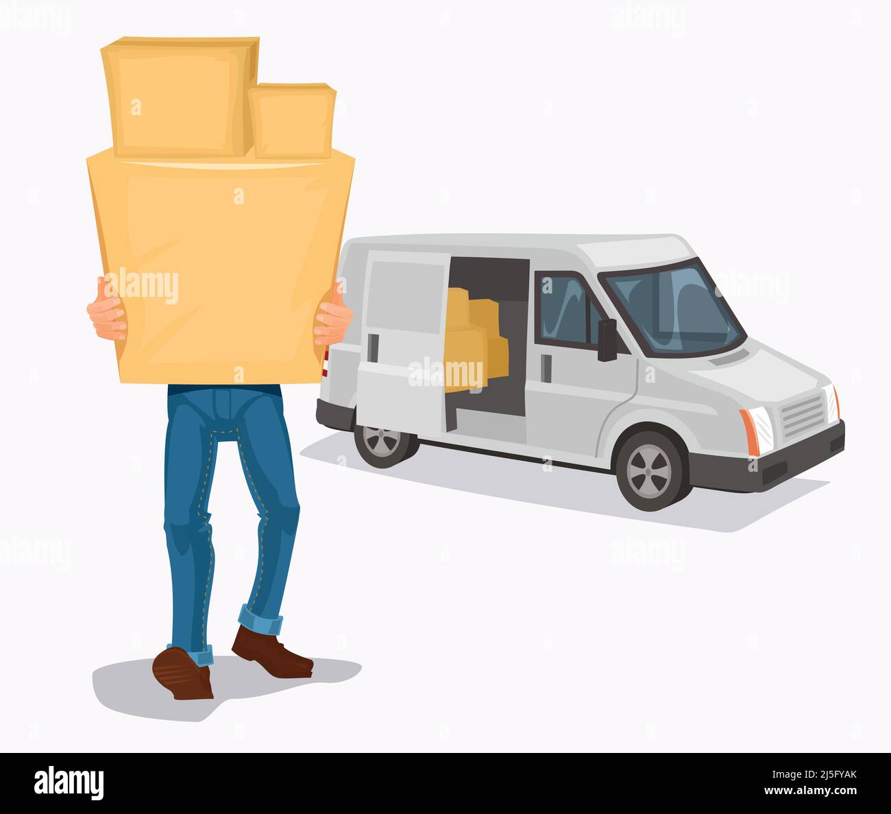 Illustration vectorielle MAN porte une boîte en carton Illustration de Vecteur