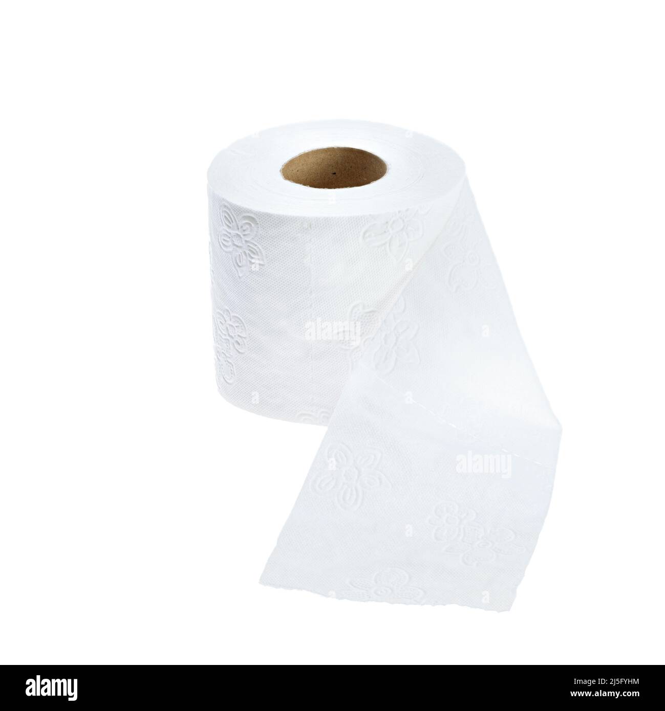 Papier toilette isolé sur fond blanc. Gros plan Banque D'Images