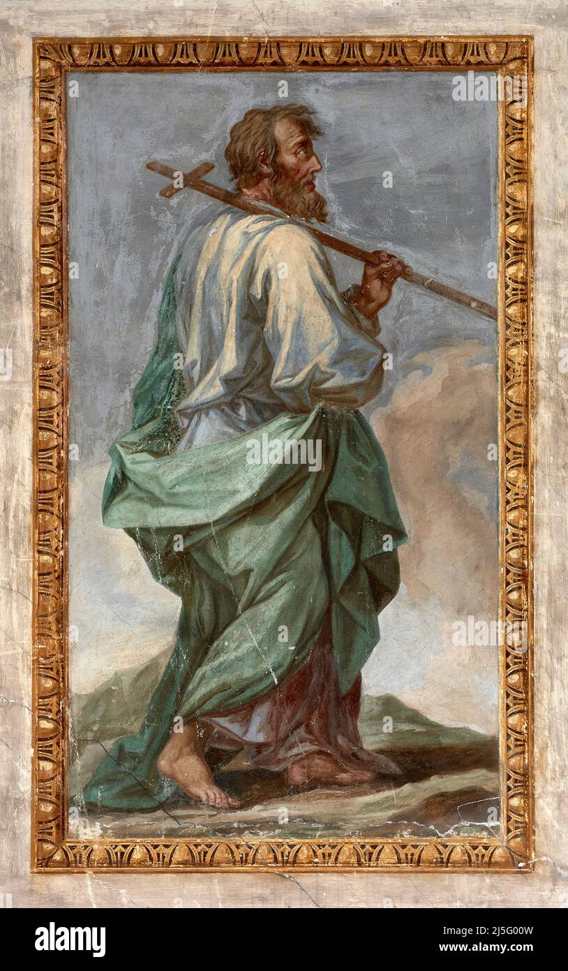 Apostolo - affresco - Giorgio Anselmi - 1797 - Villastrada (mn),Italia, chiesa parrocchiale di S.Agata Banque D'Images