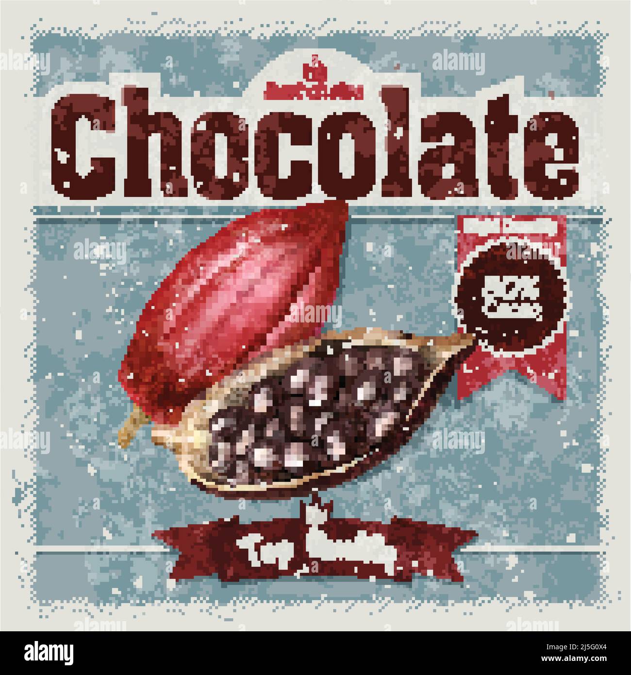 Illustration vectorielle cacao sur fond de gringe. Illustration de style rétro Illustration de Vecteur