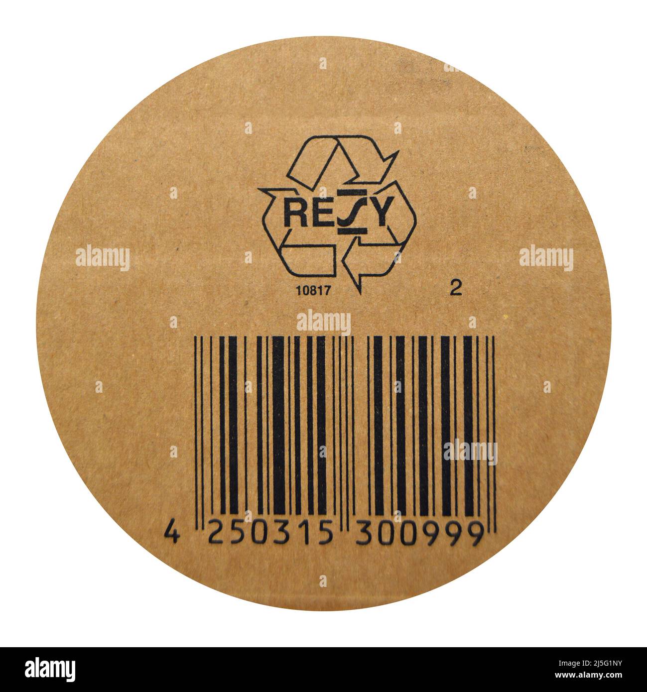 Papier carton marron et beige sur codes-barres symbole de recyclage imprimé. Peut être utilisé dans la correspondance de l'entreprise Banque D'Images