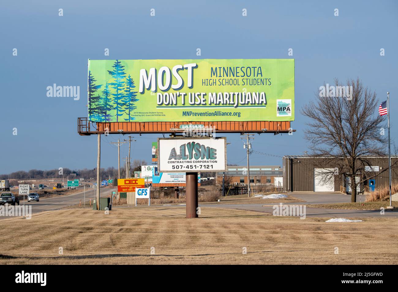 Owatonna, Minnesota. Signe de prévention de la marijuana pour les élèves du secondaire. Banque D'Images