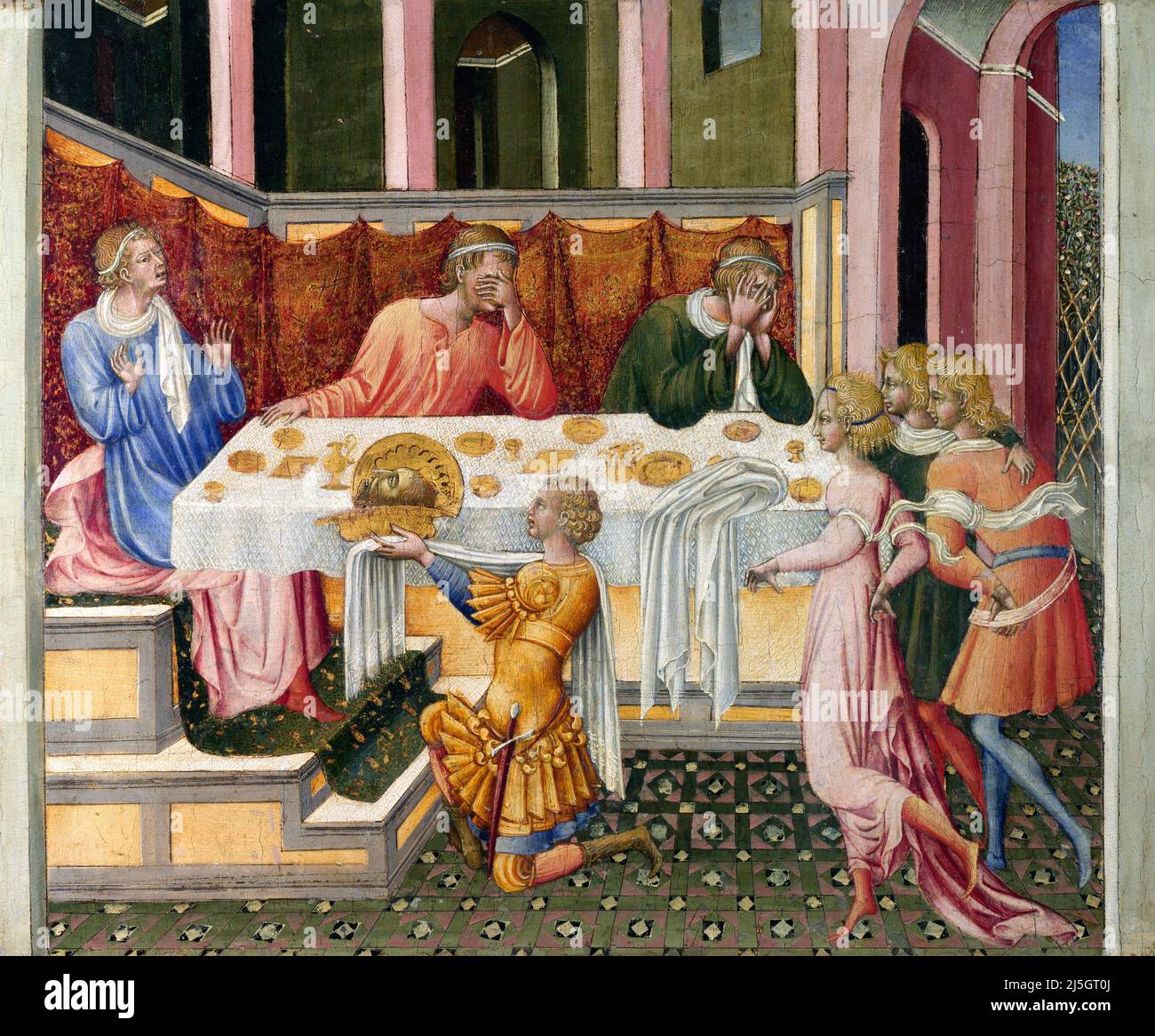 Le chef de Jean-Baptiste a apporté à Hérode: Predella Panel par l'artiste italien Giovanni di Paolo di Grazia (c. 1403–1482), température des oeufs sur le bois, 1454 Banque D'Images