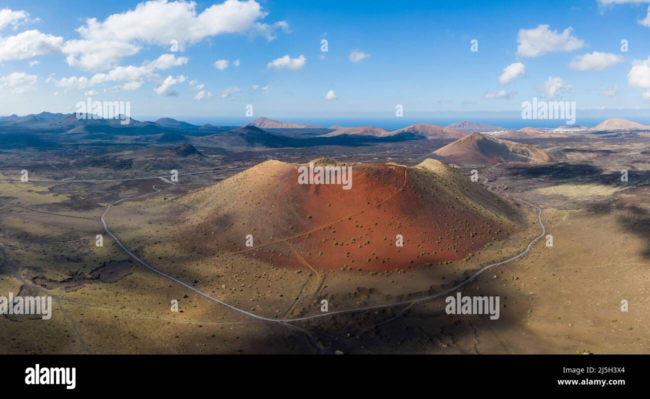 Caldera Colorada volcan dans le parc national de Timanfaya, Espagne Banque D'Images