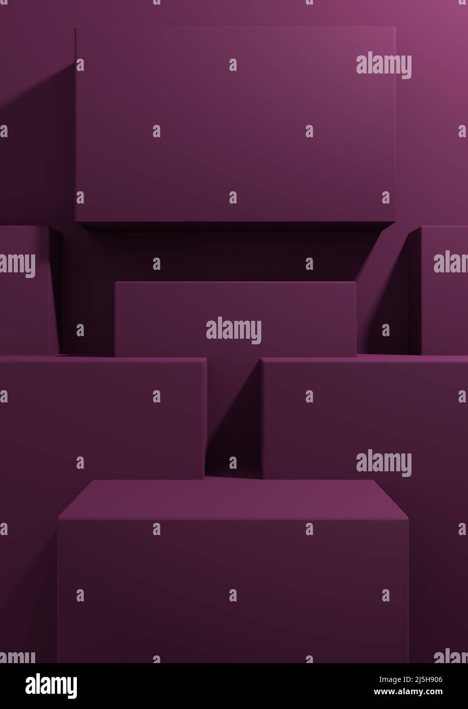 Magenta foncé, violet 3D rendu produit affichage fond d'écran simple, minimal, géométrique avec support podium pour la photographie de produit ou adverti Banque D'Images