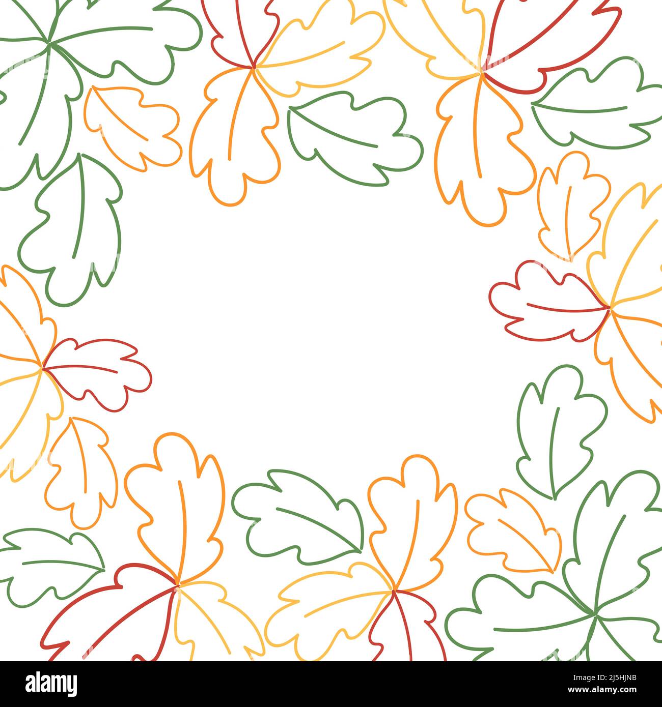 Cadre rectangulaire abstrait fait de feuilles de différentes couleurs dans des tons tendance. Tracez le contour à la main. Idéal pour le lettrage et les inscriptions. Illustration de Vecteur
