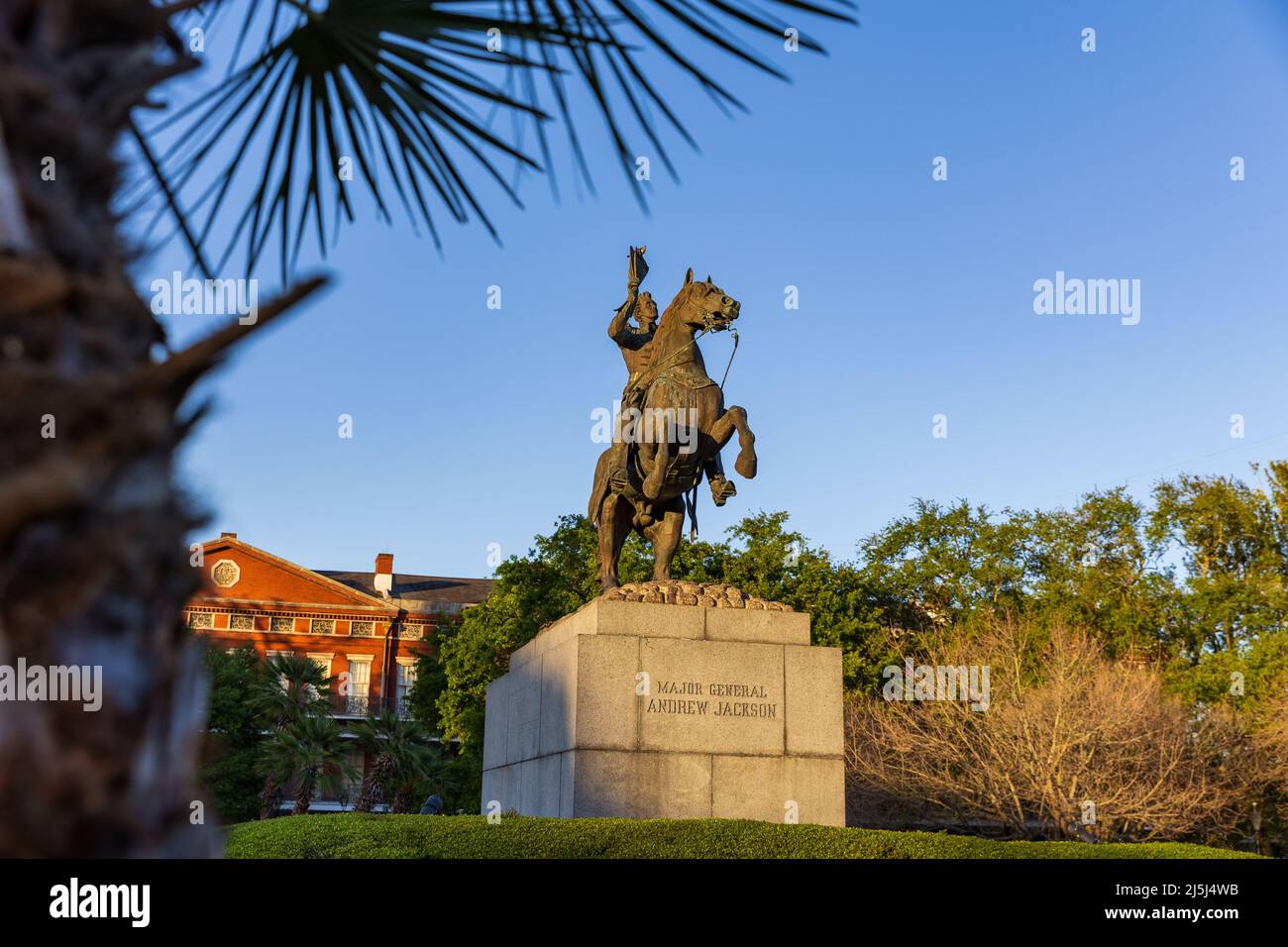 La Nouvelle-Orléans, LA - 3 avril 2022 : statue du major général Andrew Jackson à la Nouvelle-Orléans. Banque D'Images