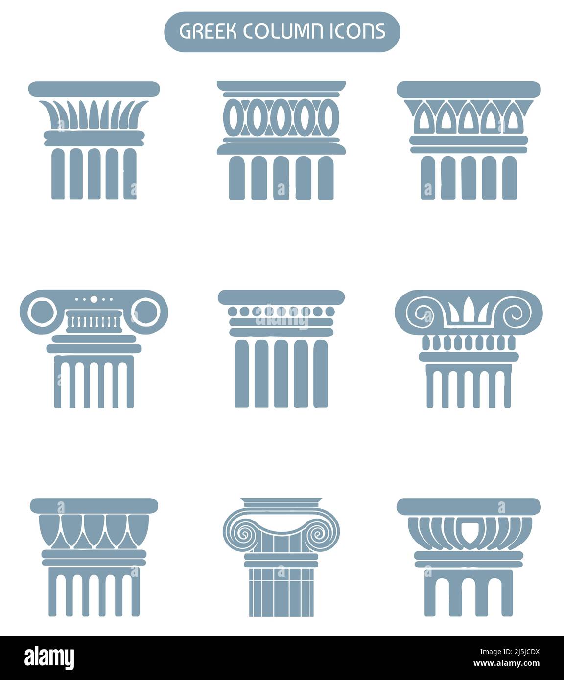 Jeu d'icônes de vecteur de colonne grec Illustration de Vecteur
