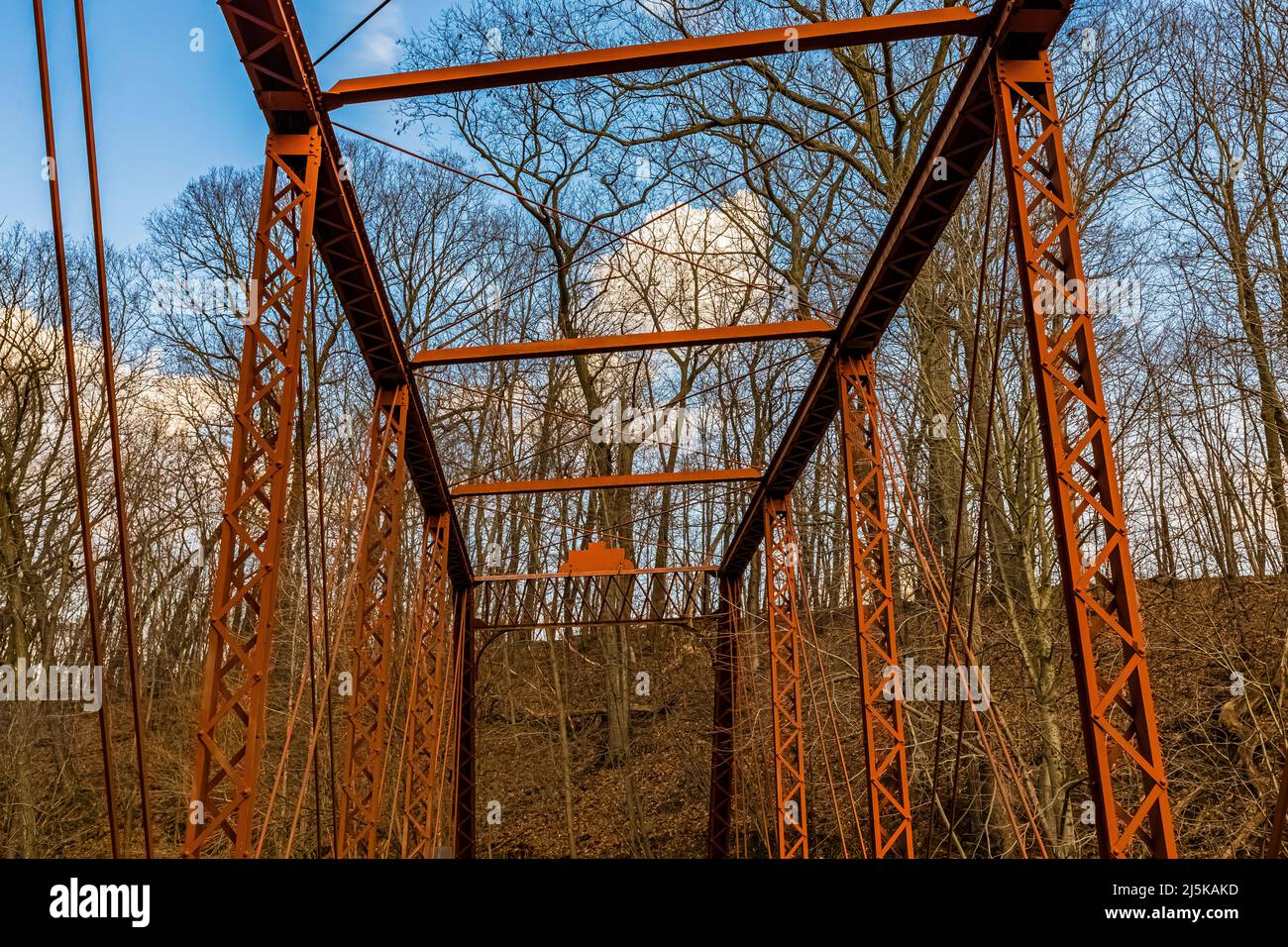 Gale Road Bridge, qui autrefois couvrait la rivière Grand, aujourd'hui dans le parc historique de Bridge, dans le comté de Calhoun, Michigan, États-Unis Banque D'Images