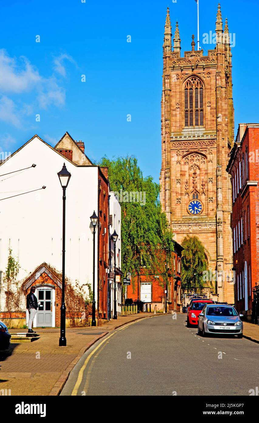 St Marys Gate et Derby Cathedral, Derby, Derbyshire, Angleterre Banque D'Images