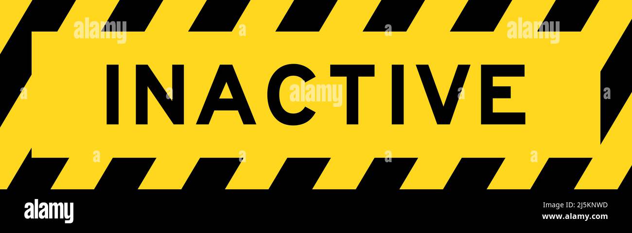 Jaune et noir avec une bannière d'étiquette à lignes rayées avec mot inactif Illustration de Vecteur