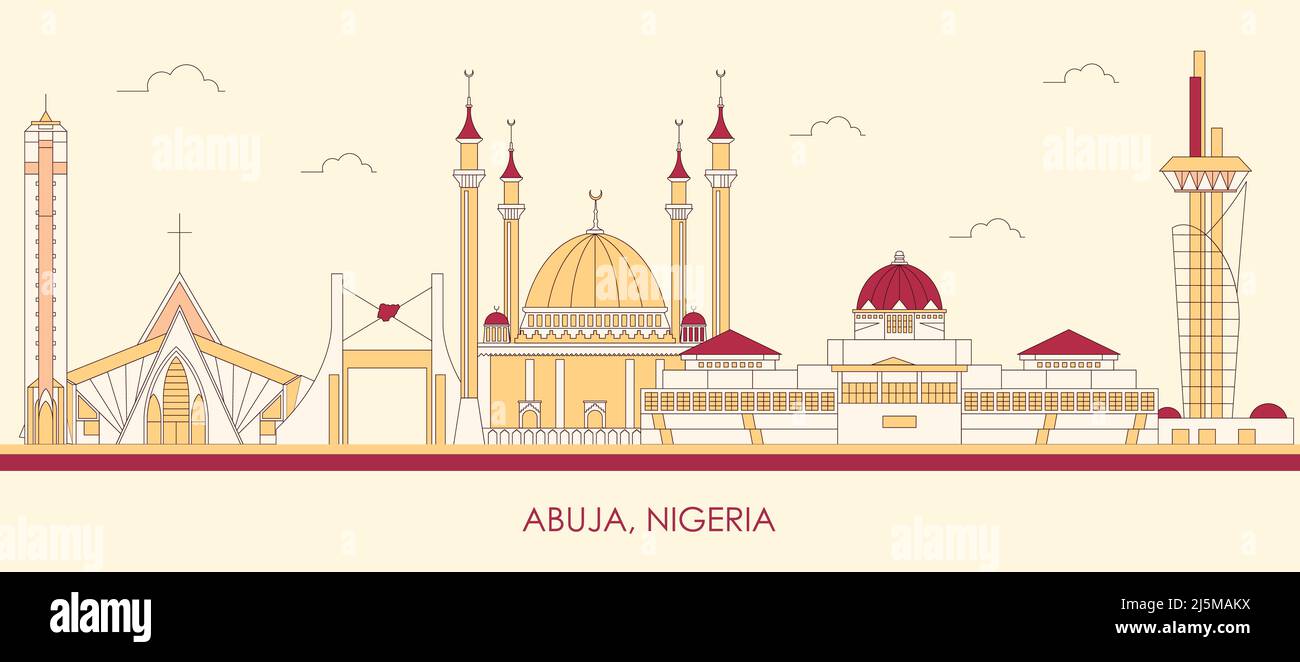 Caricature panorama Skyline de la ville d'Abuja, Nigeria - illustration vectorielle Illustration de Vecteur