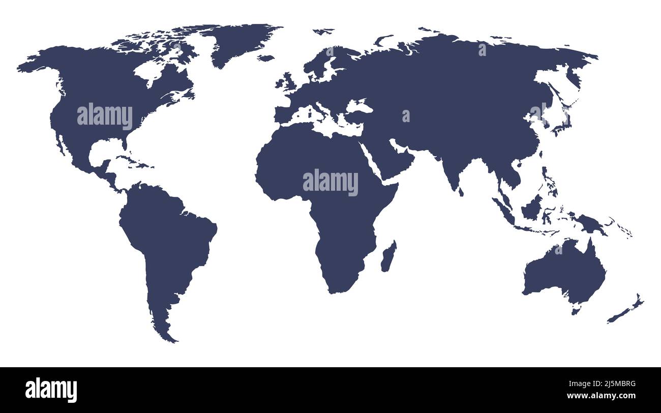 Vecteur de carte du monde, isolé sur fond blanc. Flat Earth, modèle de carte pour le modèle de site Web, rapport anuel, inphographics. Icône Worldmap. Moût de voyage Illustration de Vecteur