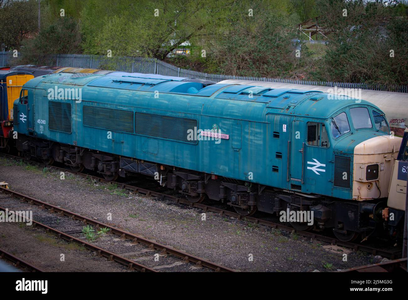 Préservation des locomotives au Barrow Hill Roundhouse, Derbyshire, avril 2022. Classe 02, 03, 08 20, 45, 82, 55, 89, 47, 91 Banque D'Images
