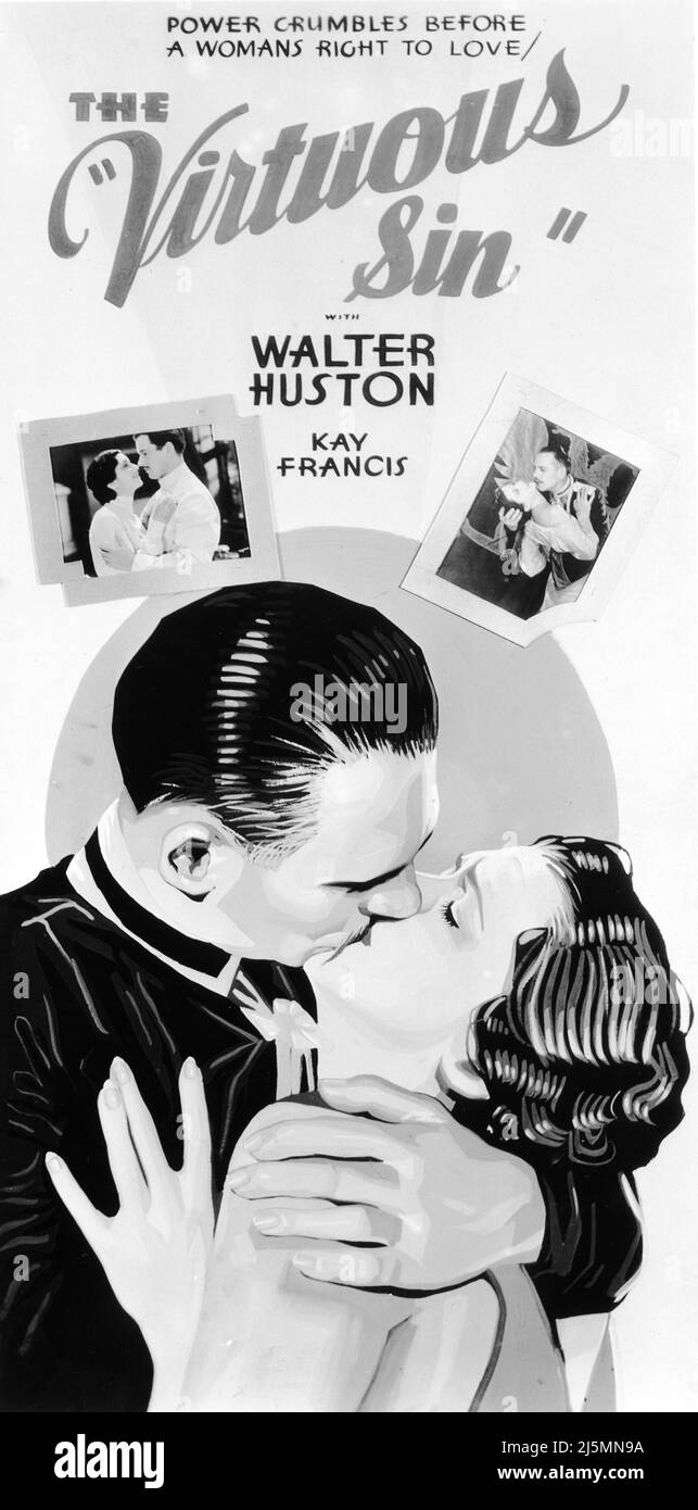 Exposition peinte à la main pour WALTER HUSTON et KAY FRANCIS dans LE VERTUEUX SIN 1930 réalisateurs GEORGE CUKOR et LOUIS J. GASNIER Paramount Images publicité pour Paramount Publix cinémas Banque D'Images