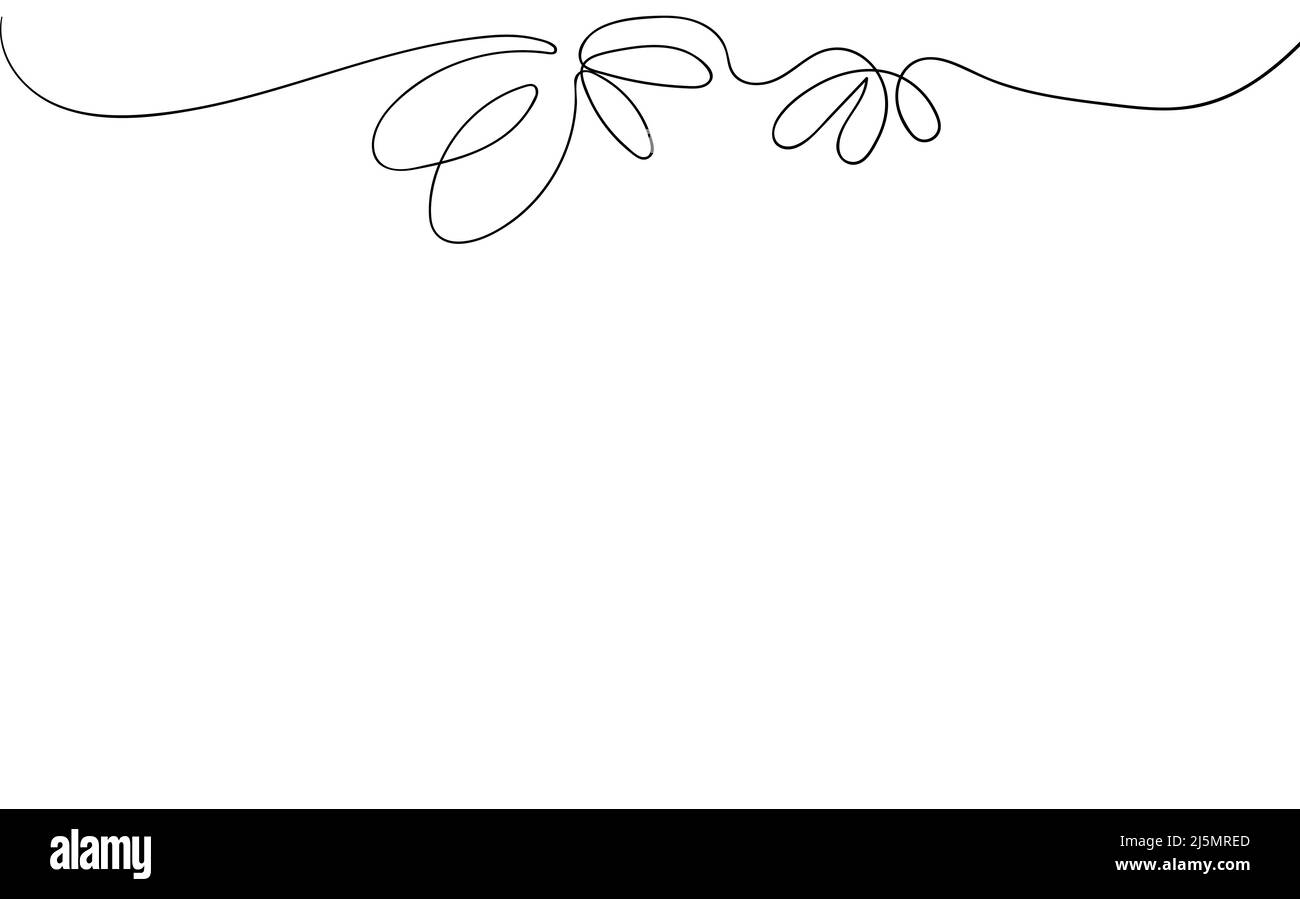 Ligne d'art silhouette florale. Fleurs en ligne continue. Bordure avec fleur tropicale. Esquisse linéaire noire minimaliste. Vecteur tendance Illustration de Vecteur