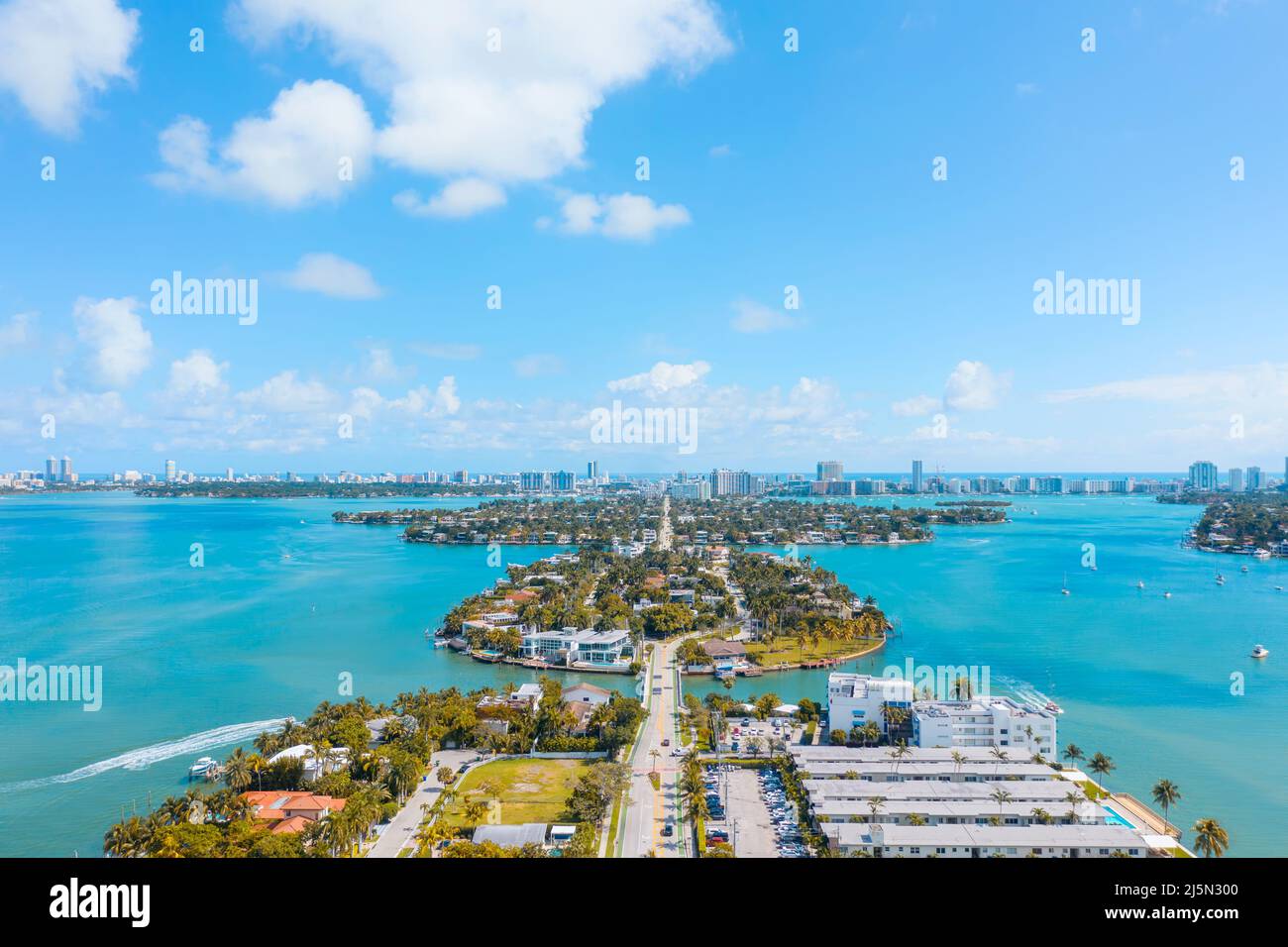 Route vers Miami Beach, Floride Banque D'Images