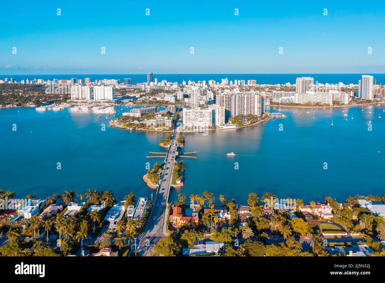 Route vers Miami Beach, Floride Banque D'Images