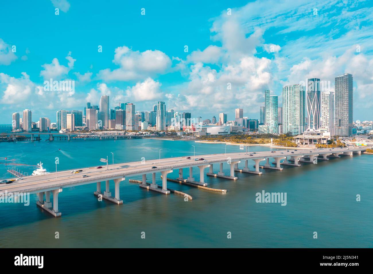 L'emblématique horizon du centre-ville de Miami Banque D'Images