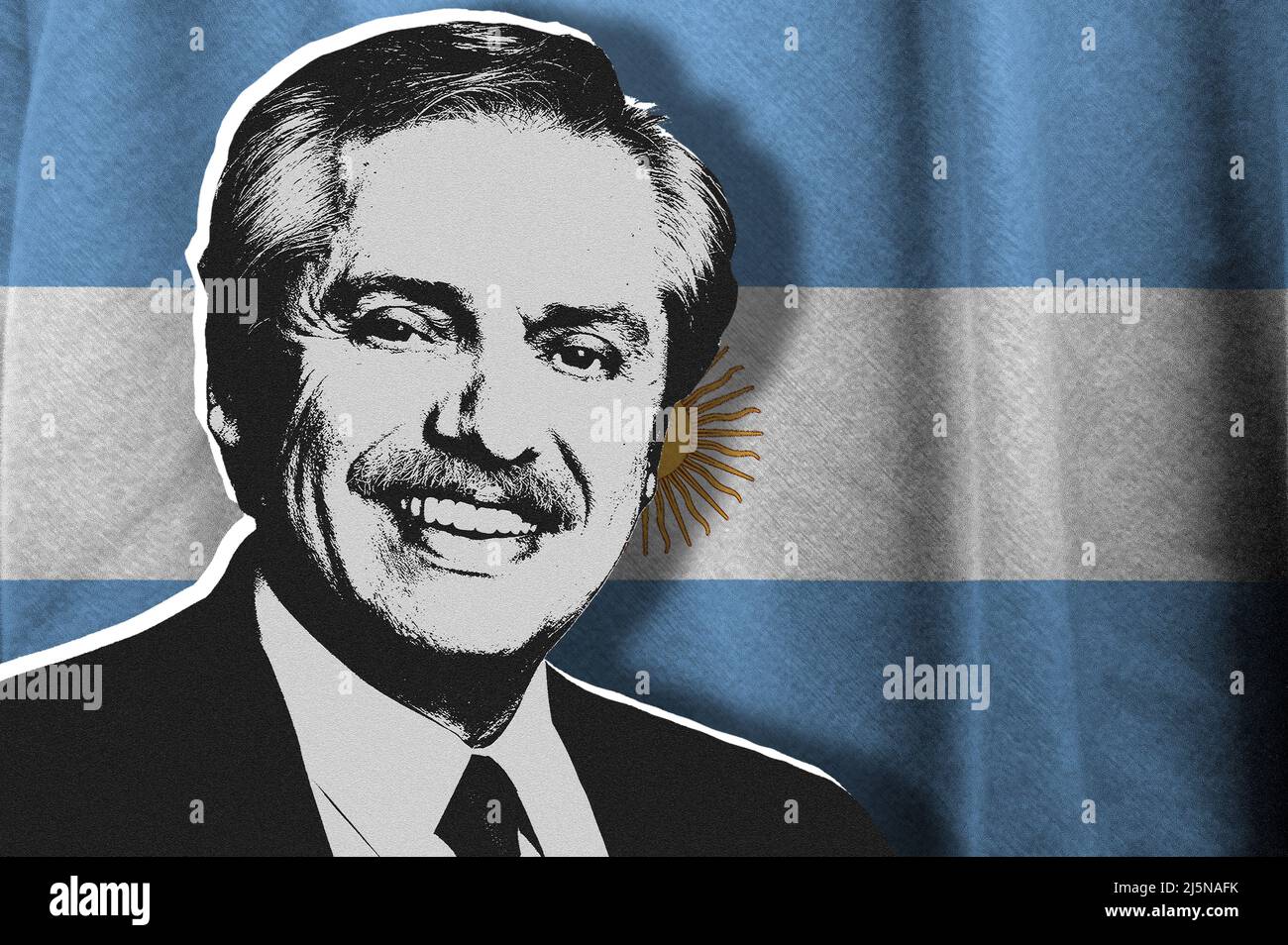 Alberto Fernandez et drapeau de l'Argentine Banque D'Images