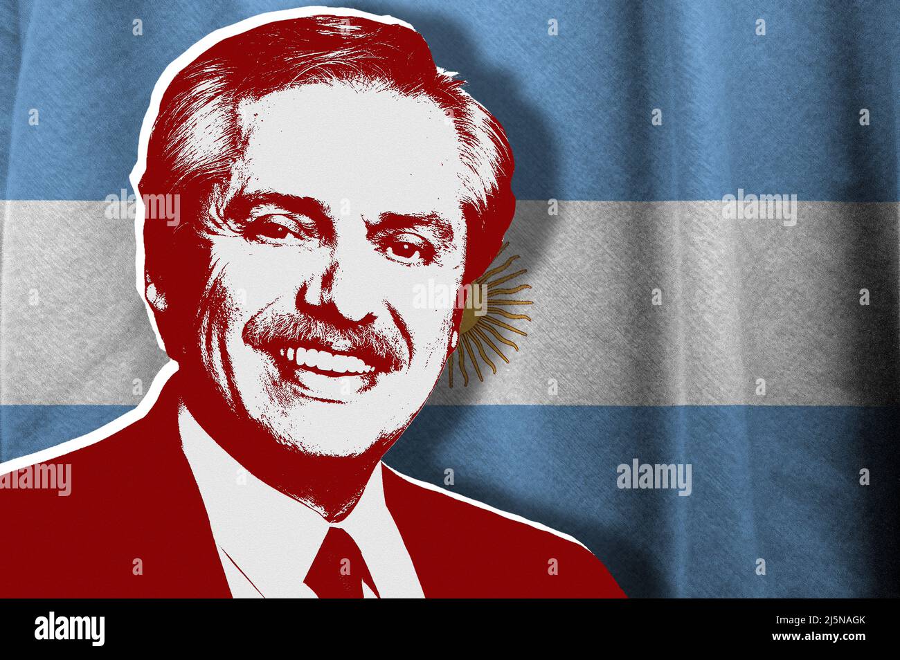 Alberto Fernandez et drapeau de l'Argentine Banque D'Images