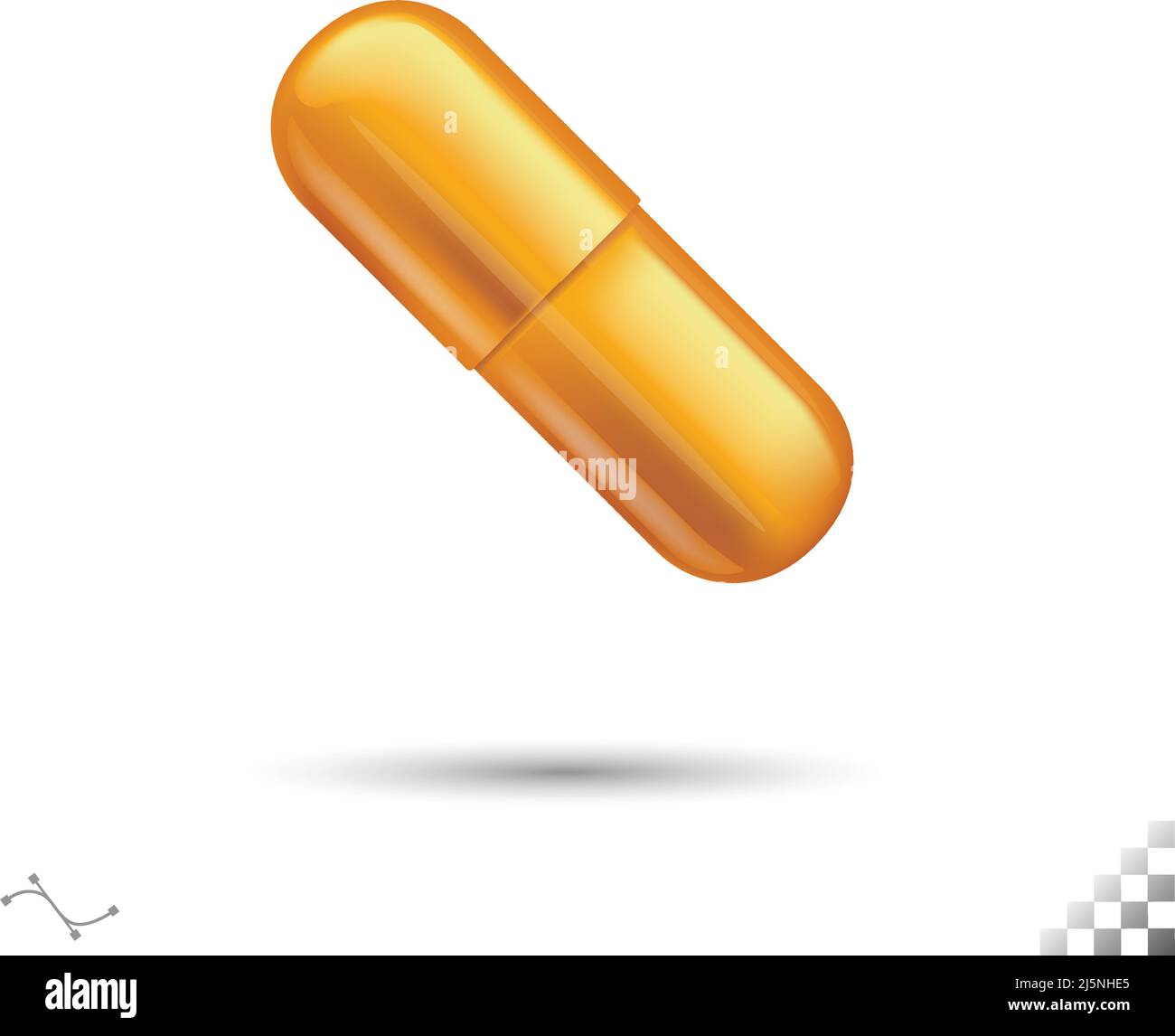 vector 3d modèle jaune or médical ou symbole d'icône de pilule de vitamine avec coins arrondis brillants et ombrés Illustration de Vecteur