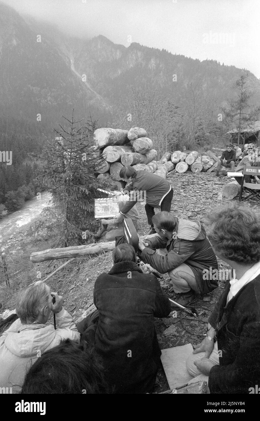 Tournage du film « Hannibal Brooks » sur un emplacement dans le Vorarlberg. [traduction automatique] Banque D'Images