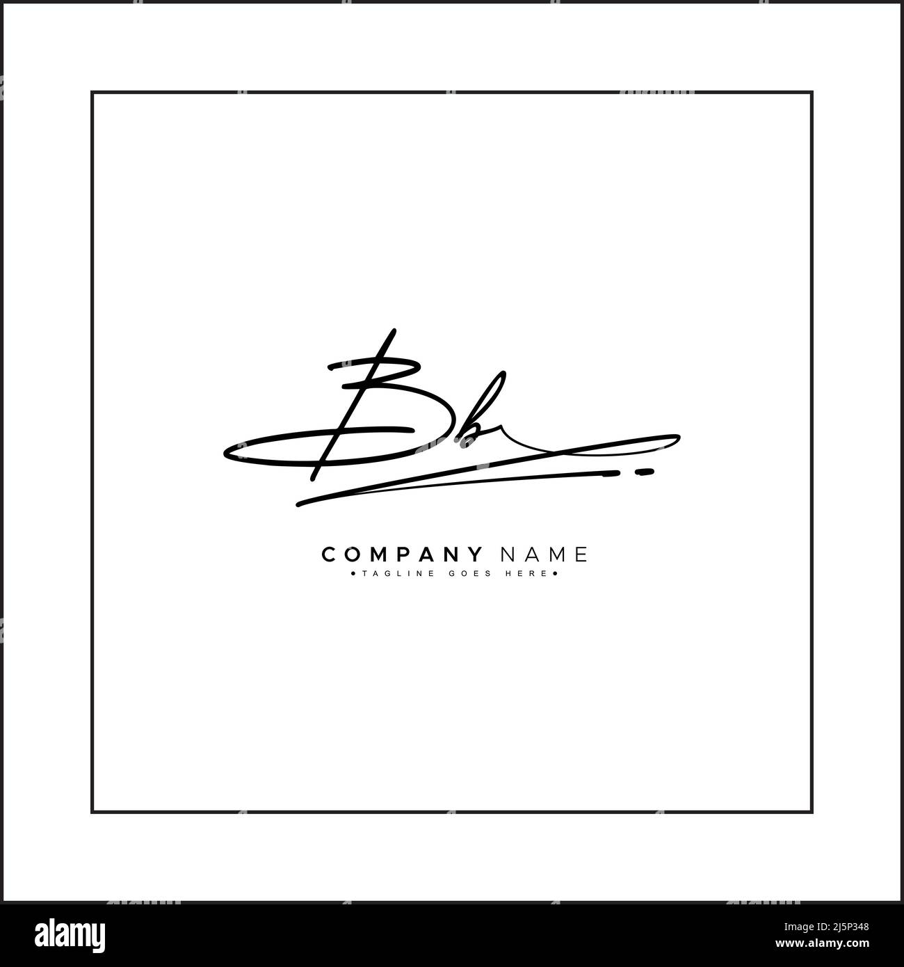 Lettre initiale logo BB - logo de style Signature dessiné à la main ...