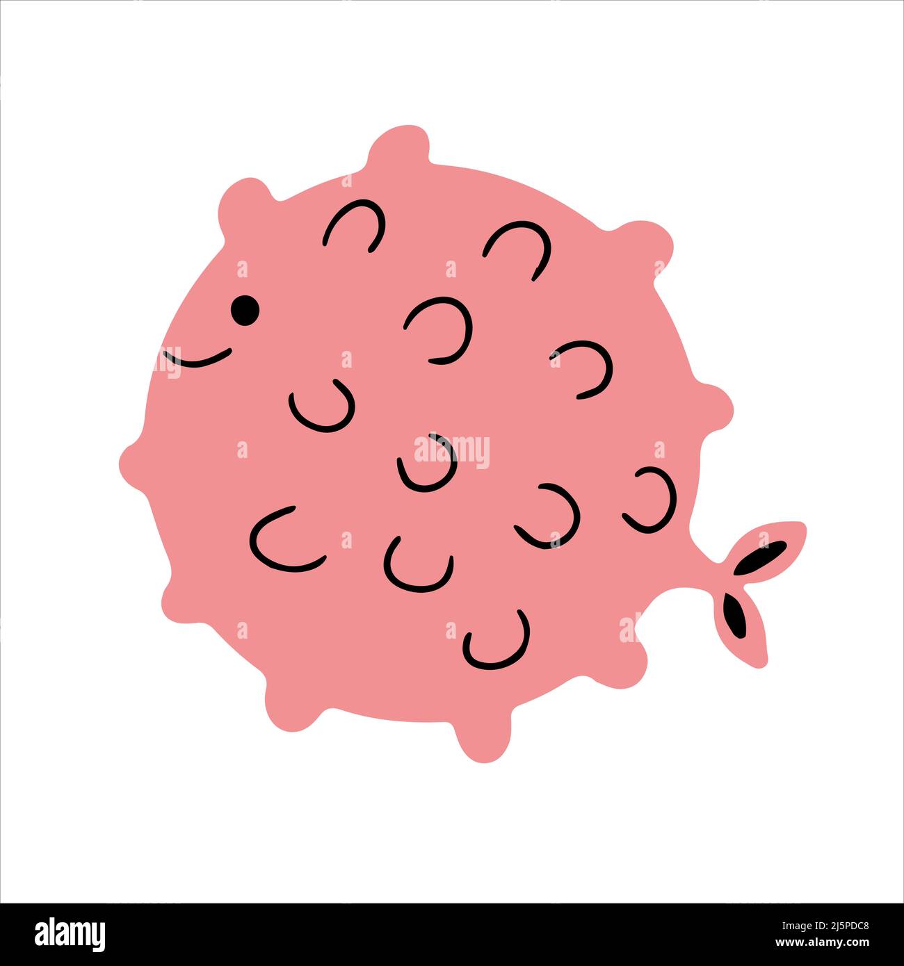 Joli petit poisson-souffleur dessiné à la main dans un style de caniche Illustration de Vecteur