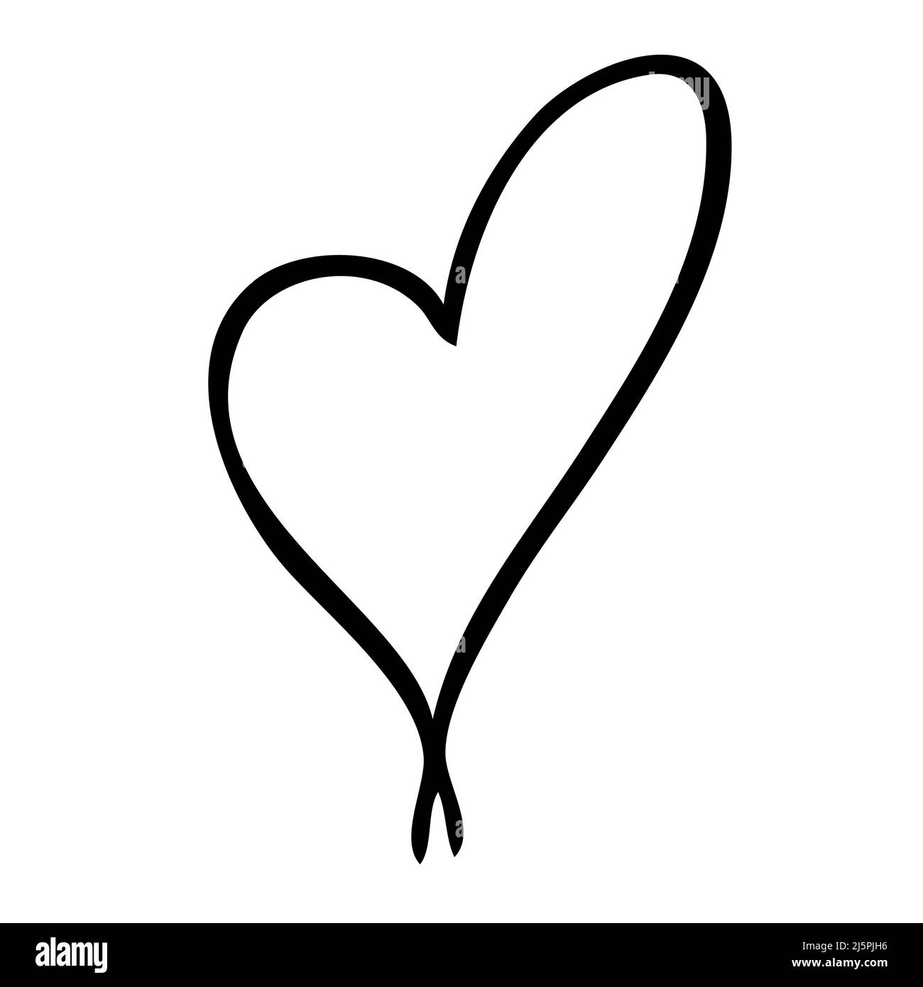Élément en forme de coeur simple tracé à la main en noir. Illustration vectorielle Illustration de Vecteur