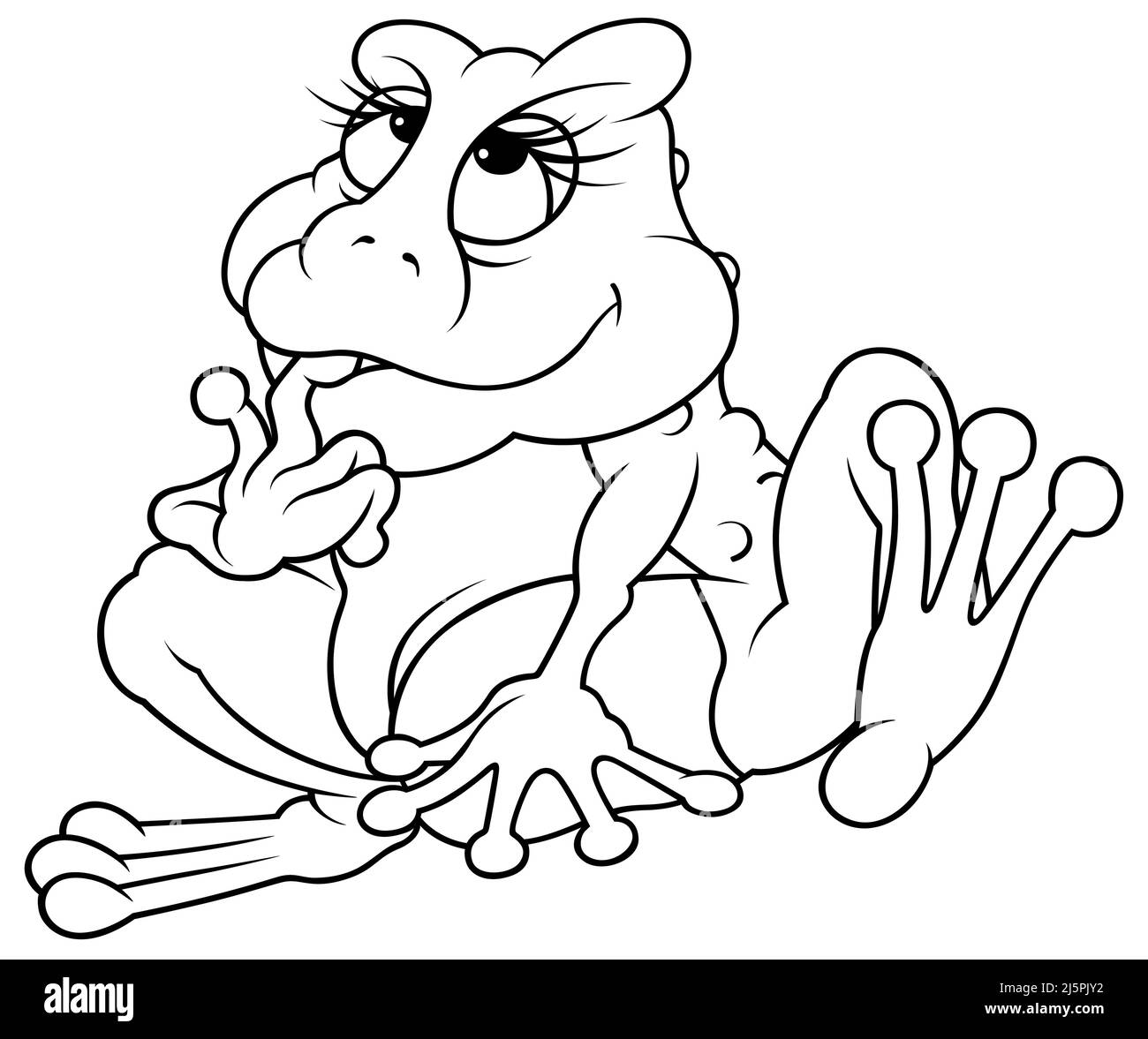 Dessin d'une grenouille pensive assise Illustration de Vecteur