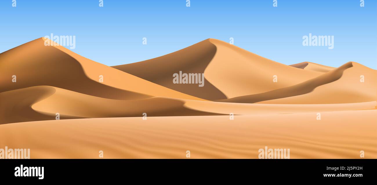 arrière-plan réaliste des dunes de sable. Paysage désertique. Illustration de Vecteur