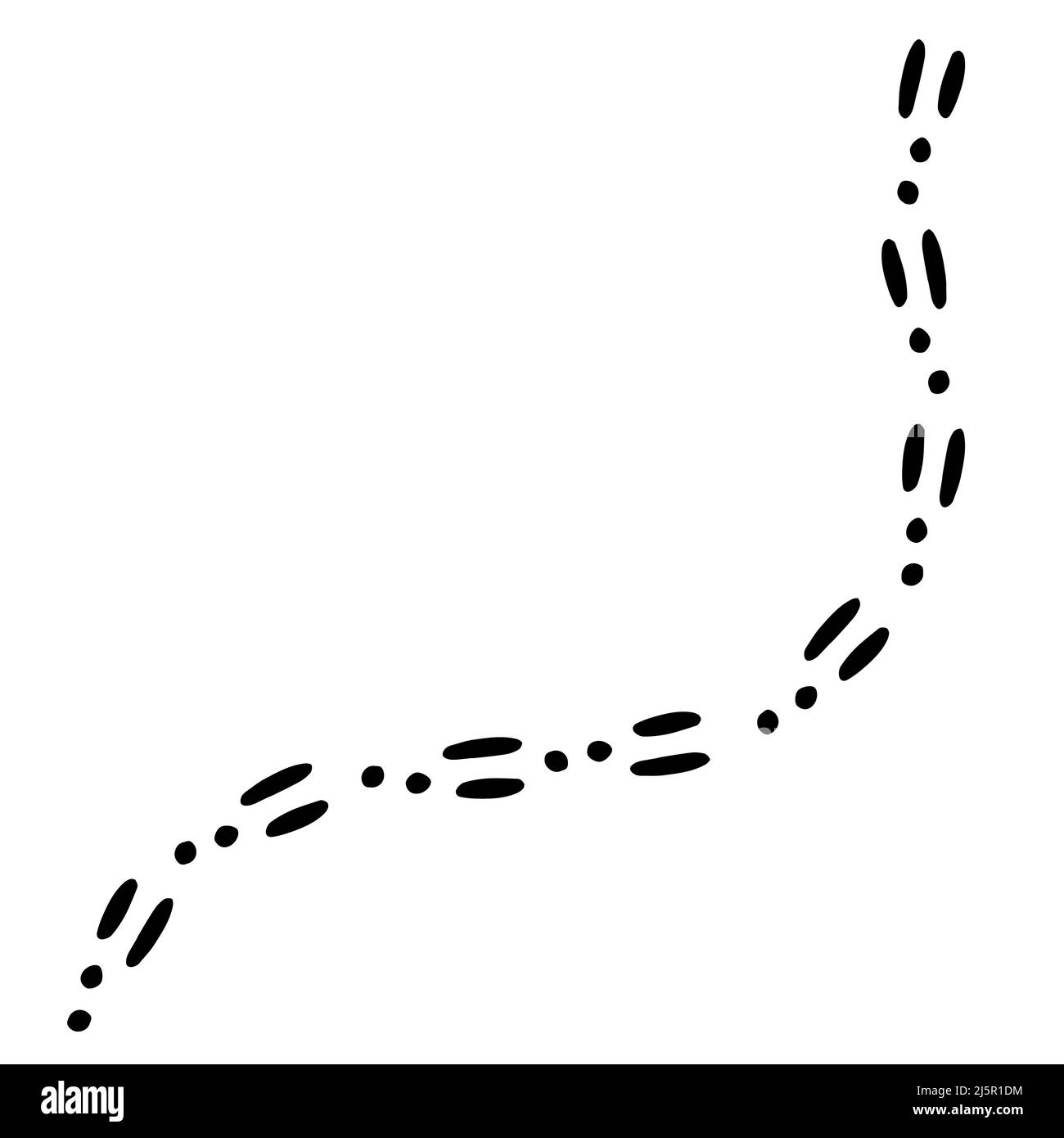 Imprimé noir vectoriel sur le pied de lièvre ou de lapin étapes chemin isolé sur fond blanc Illustration de Vecteur