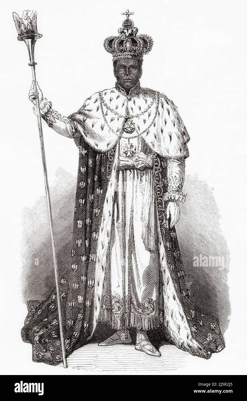Faustin-Élie Soulouque, 1782 – 1867. Homme politique haïtien, commandant militaire, président d'Haïti 1847 - 1849 et empereur d'Haïti 1849 - 1859. Il est vu ici dans ses robes de couronnement. De l'Univers illustrae, publié Paris, 1859 Banque D'Images