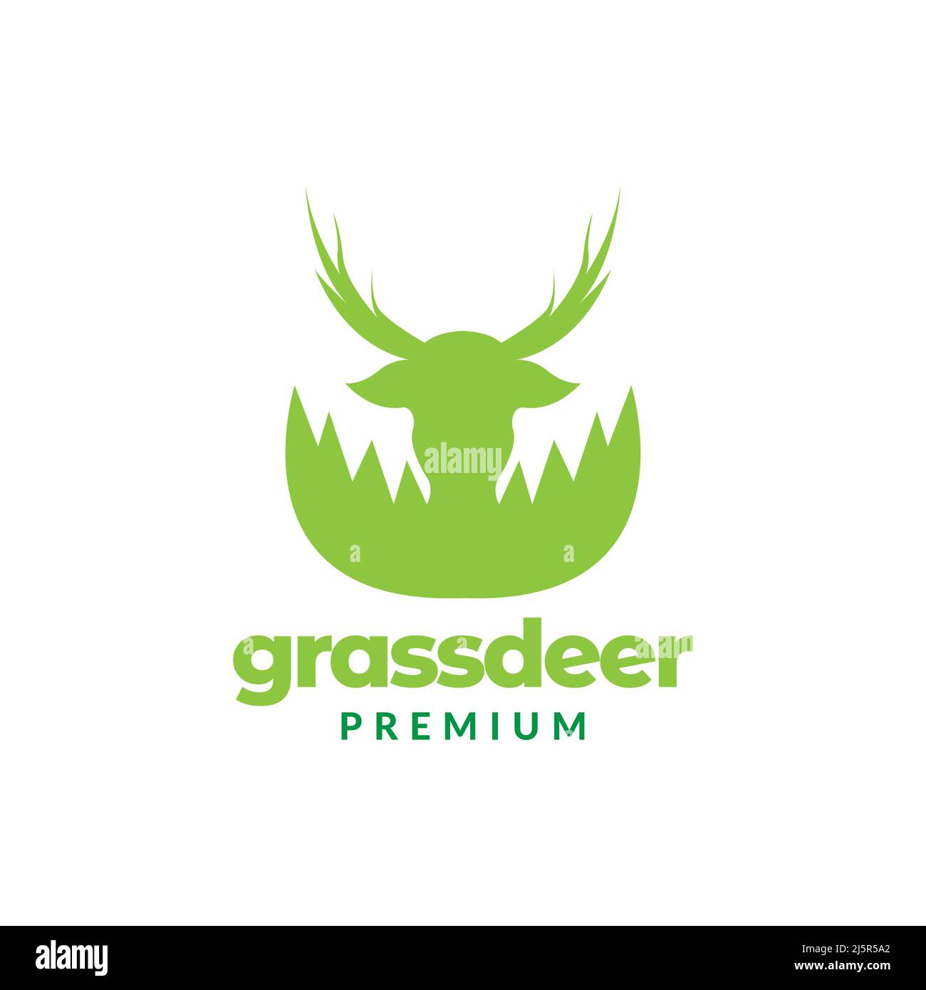 cachez la tête de cerf avec le logo de l'herbe conception vecteur graphique symbole icône illustration idée créative Illustration de Vecteur