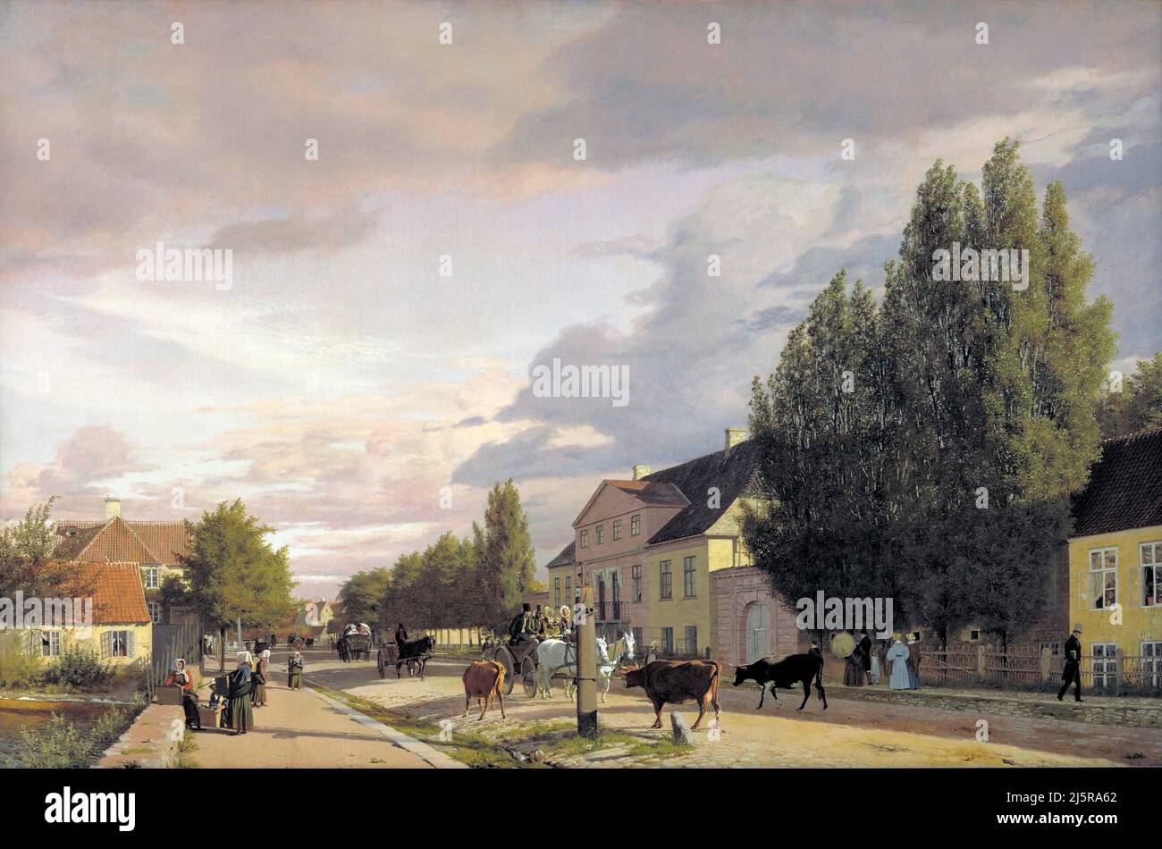 Christen Kobke. 'Vue sur une rue à Østerbro à l'extérieur de Copenhague. Morning Light' par le peintre danois de l'âge d'or, Christen Schiellerup Købke (1810-1848), huile sur toile, 1836 Banque D'Images