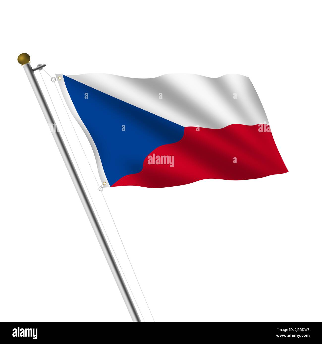 République tchèque Flagpole 3D illustration sur blanc avec masque Banque D'Images