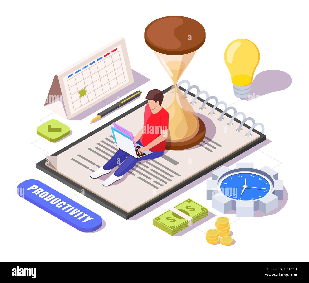 Gain de temps et de productivité, vecteur isométrique 3D Illustration de Vecteur