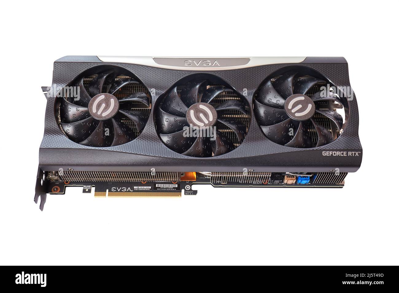 EVGA GeForce RTX 3090 écran GPU Nvidia, fond blanc Banque D'Images