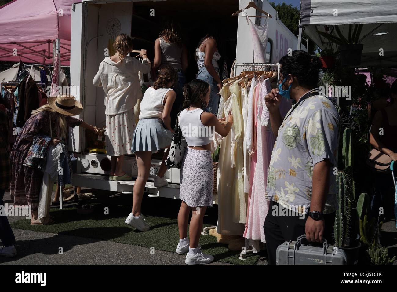 Le célèbre Melrose Trading Post à Los Angeles Banque D'Images