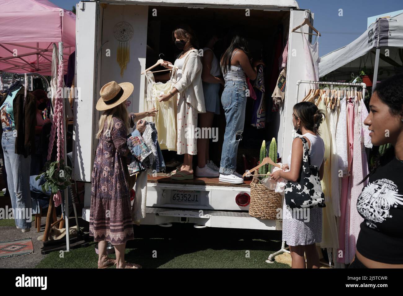 Le célèbre Melrose Trading Post à Los Angeles Banque D'Images